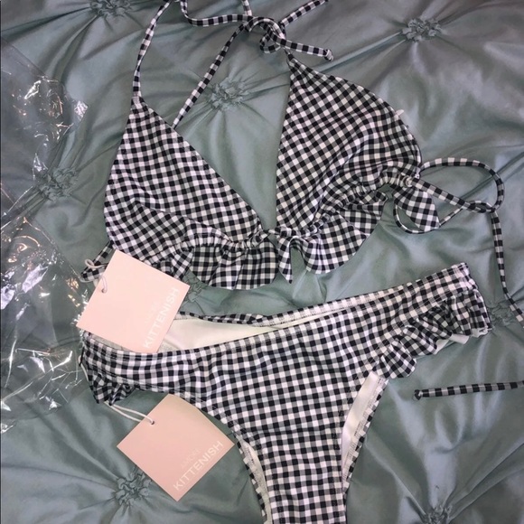 Kittenish | Swim | Kittenish Gingham Bikini Set Top Xl Bottom M | Poshmark